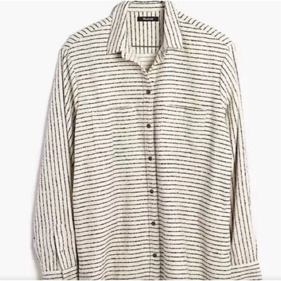 ✨Madewell Flannel Oversized Ex-Boyfriend Sz XS Shirt in Mick Striped✨ - Picture 5 of 10